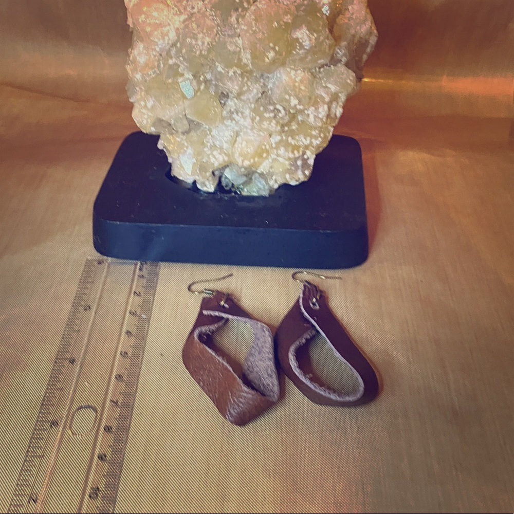 Leather up cycle earrings